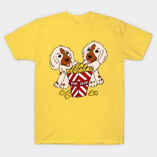 Puppies Eating Popcorn T-Shirt